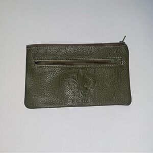 Green Leather Pouch with Fleur-de-lis